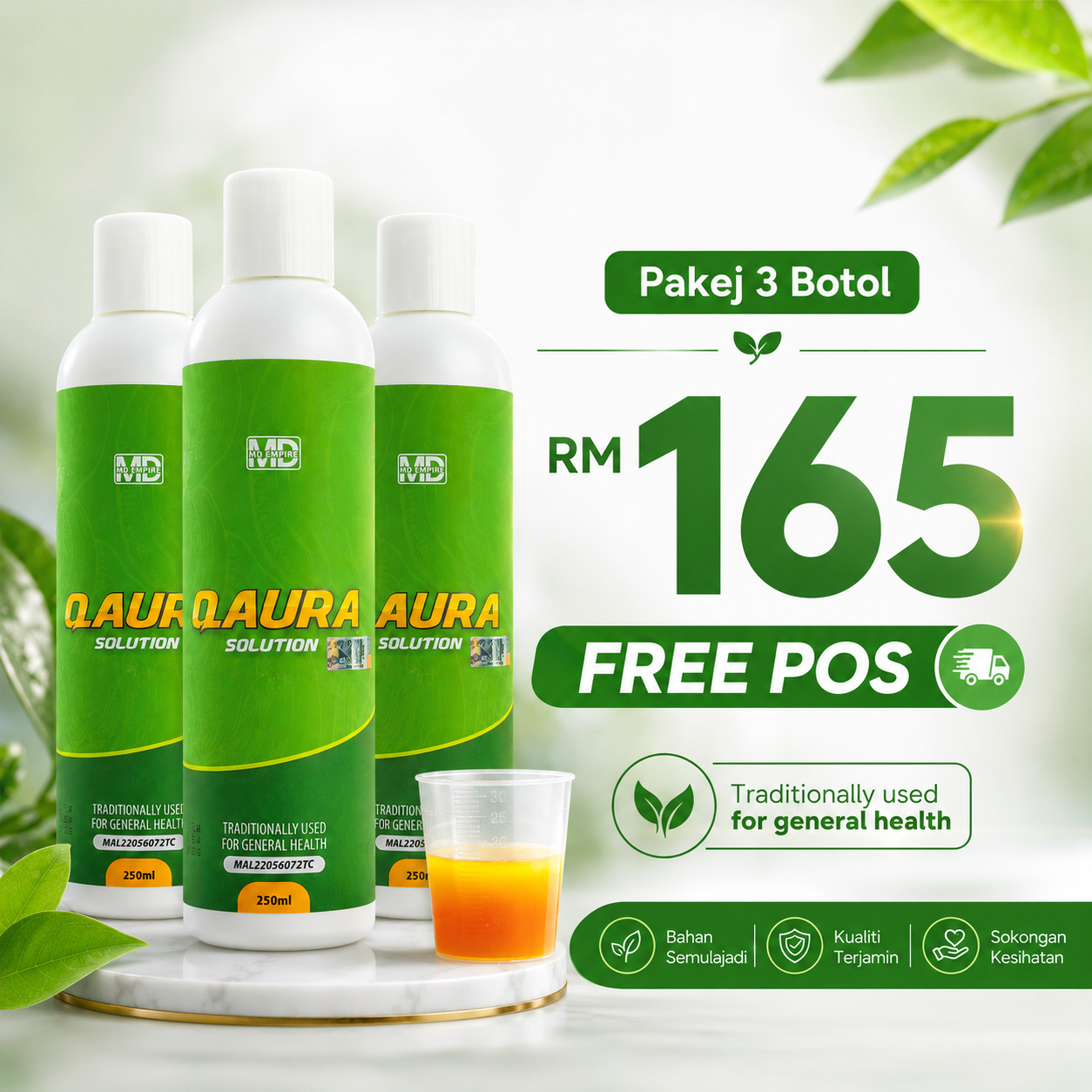 Poster Pakej 3 Botol Jus Qaura Solution RM165